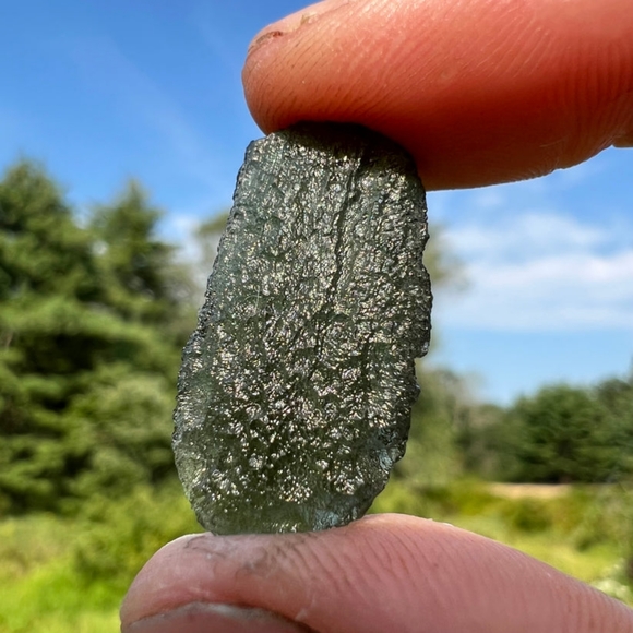 Moldavite Authentic Rare Tektite Crystal Specimen 3 grams from Czech Republic - Picture 6 of 10